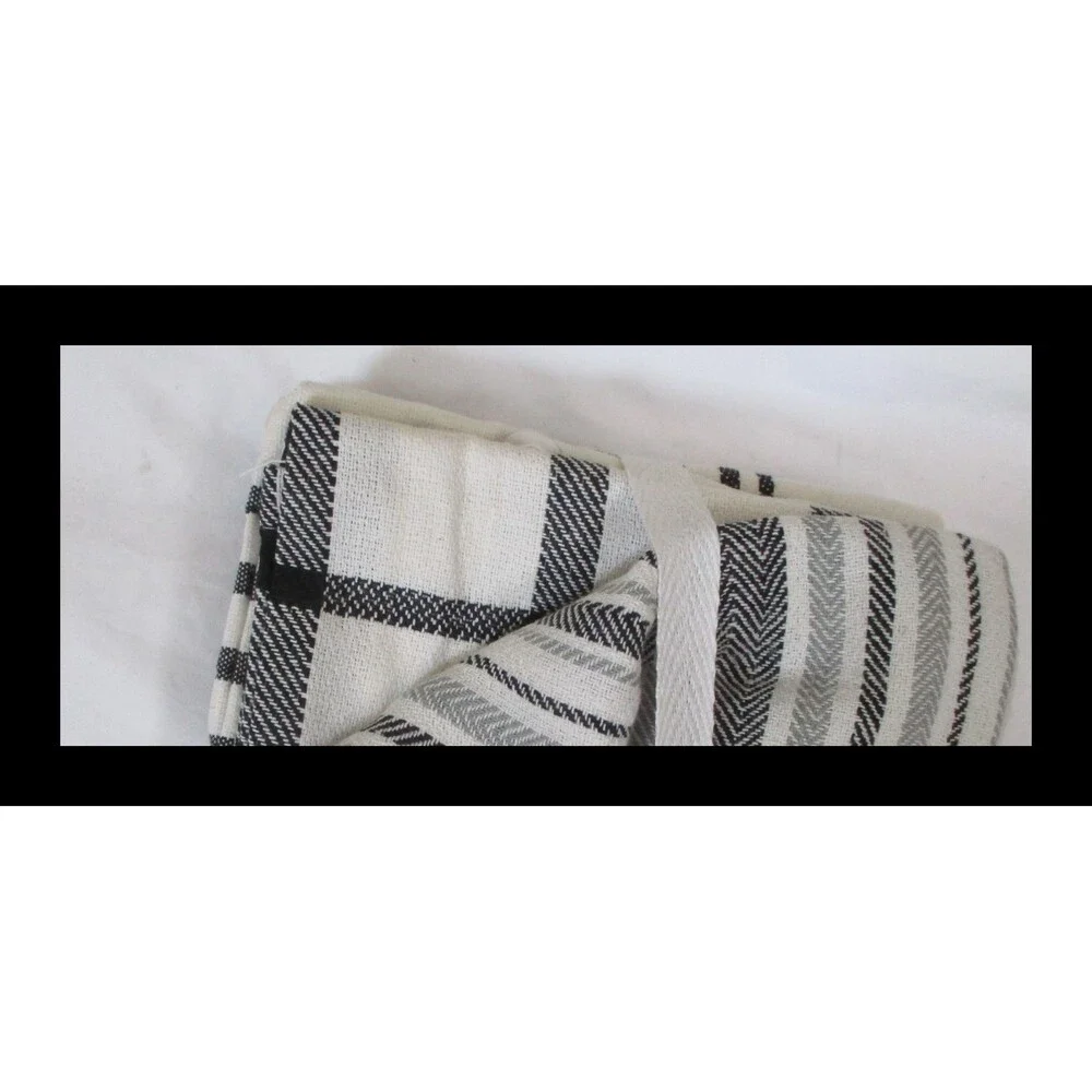 10 Pack 100% Cotton Kitchen Towels Flat Weave Black & White